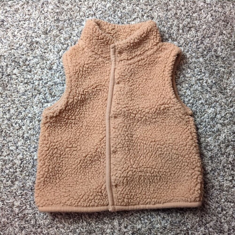 Carter's Just One You Baby Vest Fleece Sherpa Brown Snaps 6 Months 6M Baby